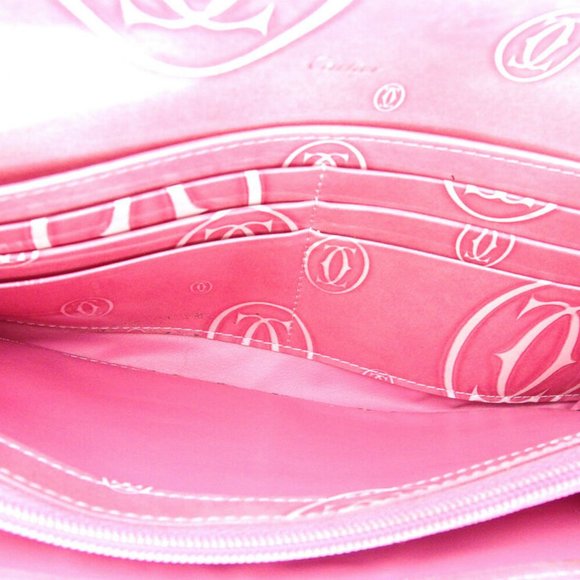 Cartier Purse Happy Birthday pink enamel leather Auth used T17526 - Picture 4 of 9